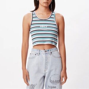 Obey Womens Glade Tank Top size medium Striped Blue and Black
